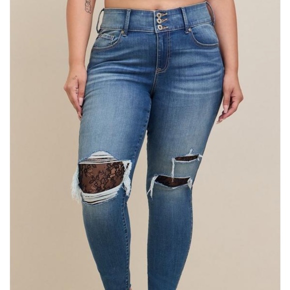torrid Denim - PLUS SIZE HI RISE LACE INSERT JEGGING